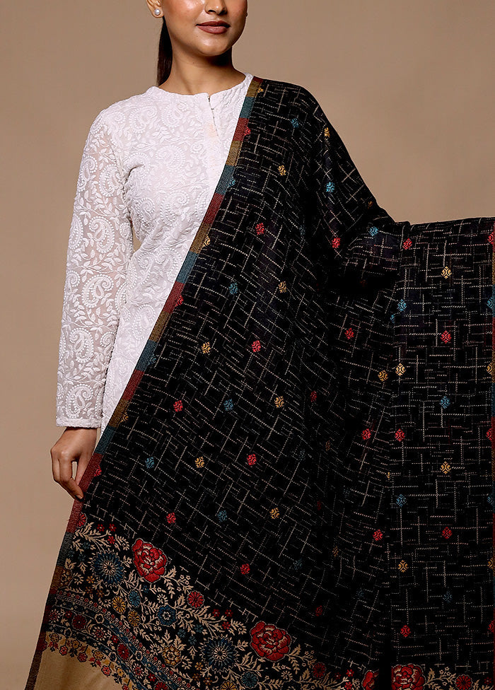 Black Butta Work With Zari Woven Border Shawl Discount Wiki