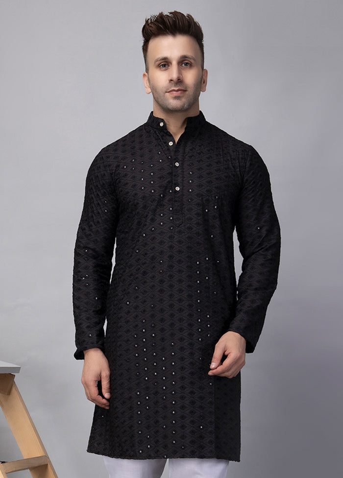 2 Pc Black Viscose Kurta Pajama Set Clearance Reliable