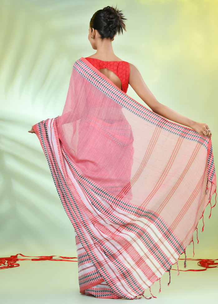 Rose Pink Cotton Saree With Blouse Piece Factory Outlet