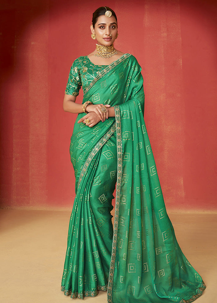 Green Chiffon Silk Saree With Blouse Piece Sale Amazon