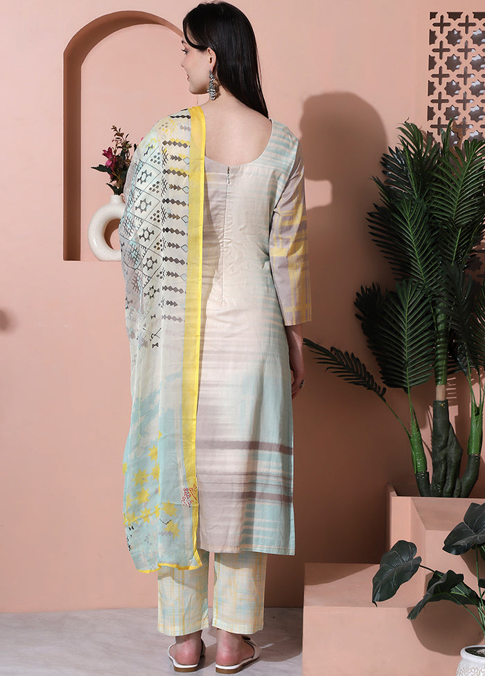 3 Pc Multicolor Unstitched Cotton Suit Set Inexpensive Cheap Online