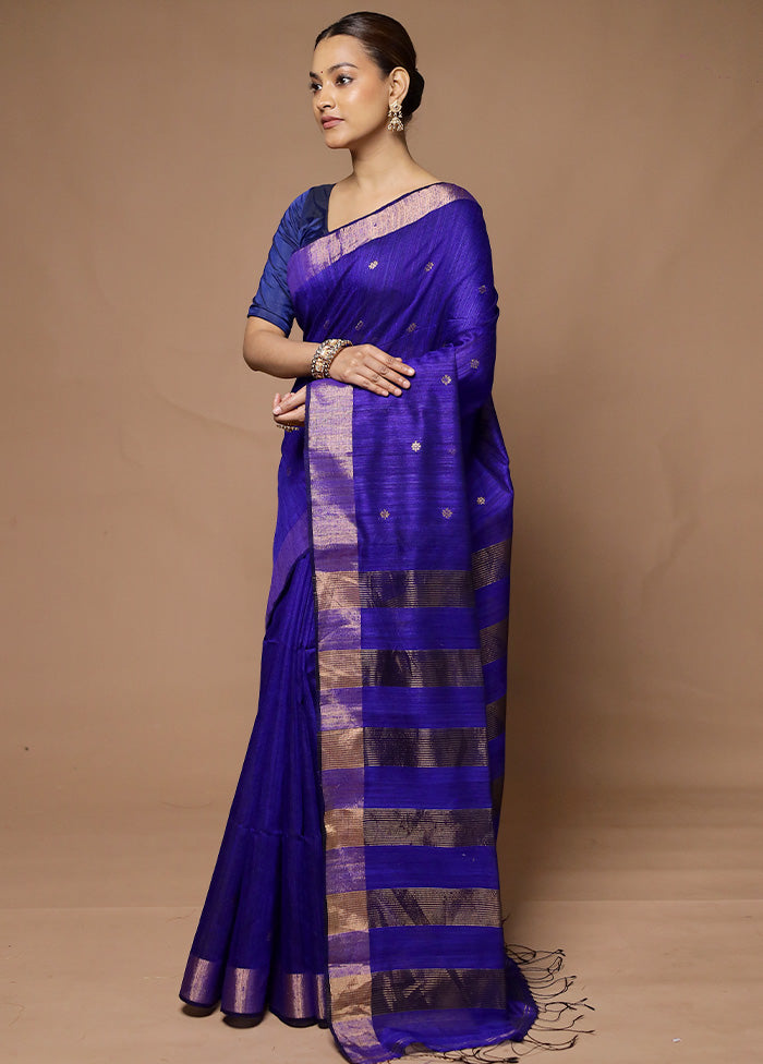 Blue Handloom Matka Pure Silk Saree With Blouse Piece Free Shipping Very Cheap