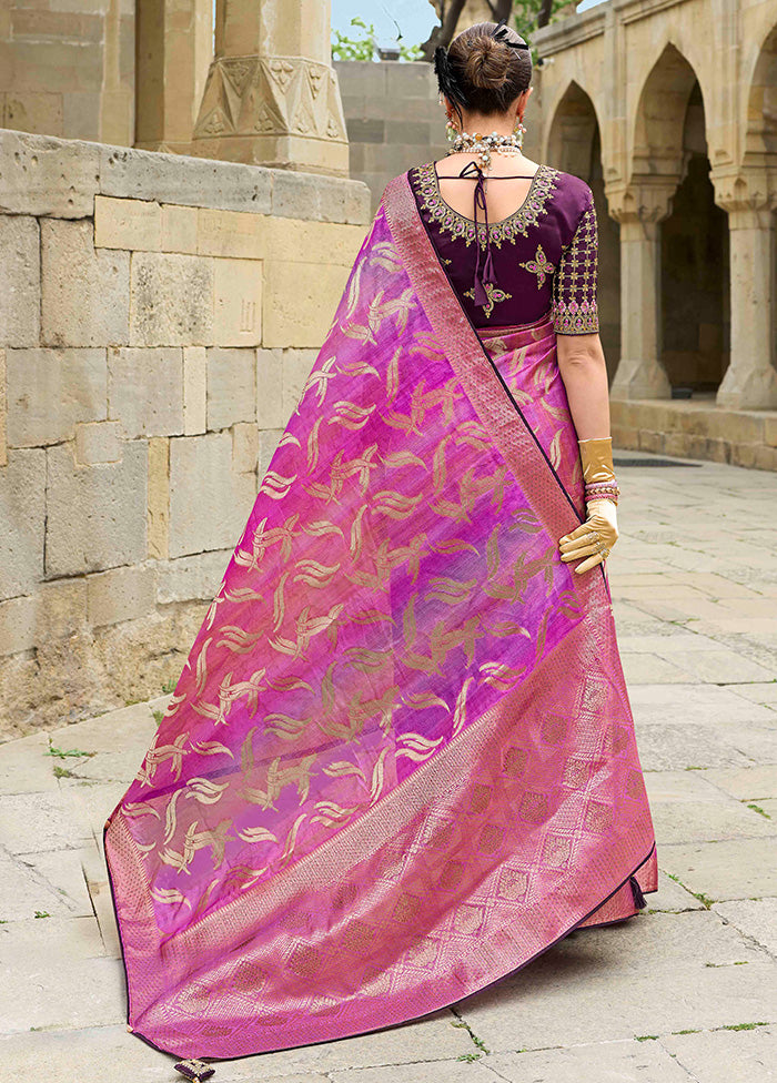 Pink Spun Silk Saree With Blouse Piece Free Shipping Big Sale