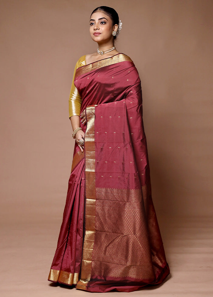 Maroon Kanjivaram Silk Saree With Blouse Piece Clearance Great Deals