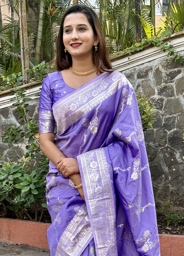 Purple Banarasi Silk Saree With Blouse Piece Buy Cheap Largest Supplier