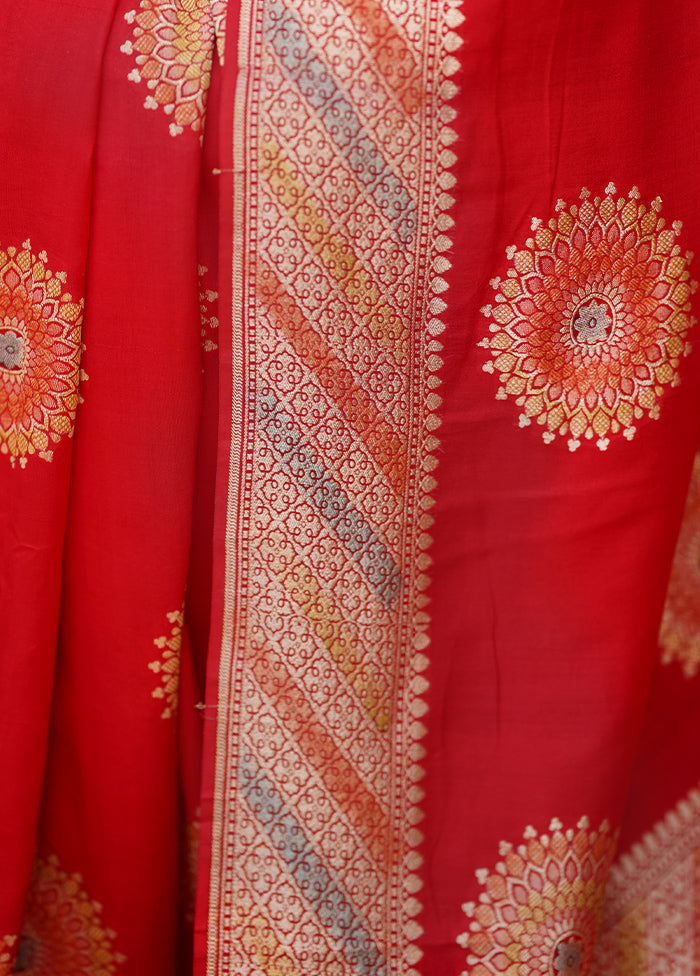 Red Handloom Pure Georgette Saree With Blouse Piece Free Shipping For Sale