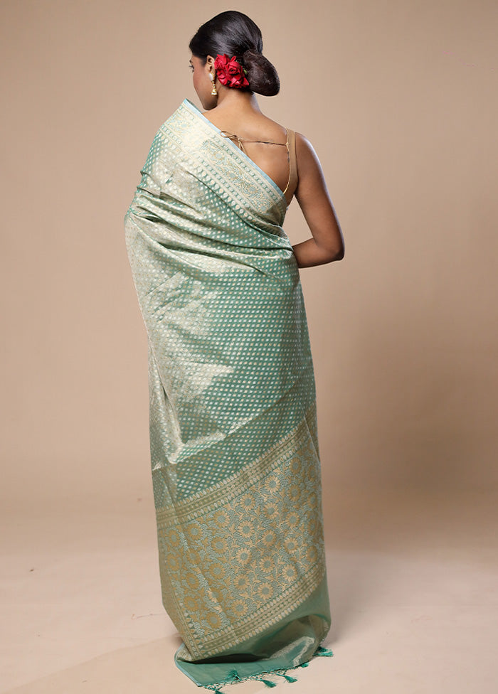 Green Tissue Silk Saree With Blouse Piece Clearance With Credit Card