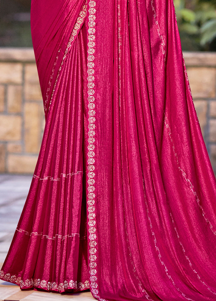 Magenta Chiffon Silk Saree With Blouse Piece Best Wholesale Cheap Pice