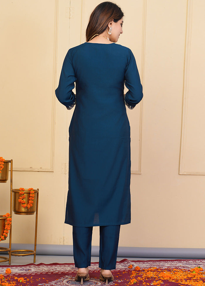 3 Pc Blue Readymade Viscose Suit Set Finishline