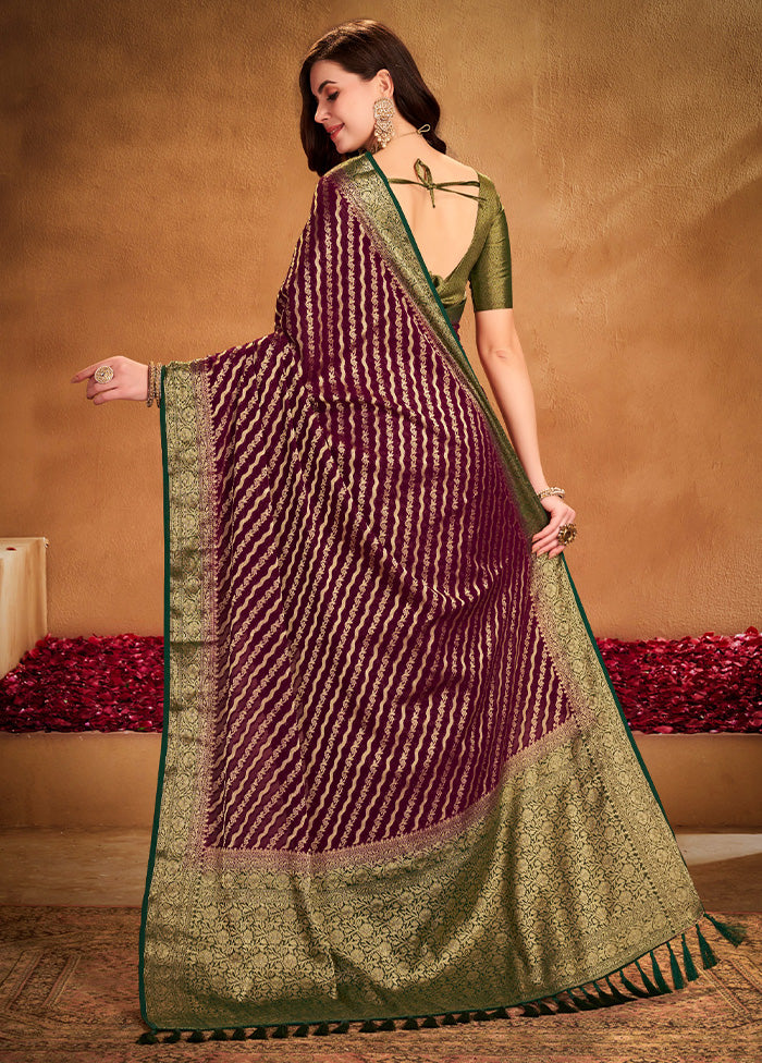 Wine Georgette Saree With Blouse Piece Clearance Footlocker Pictures