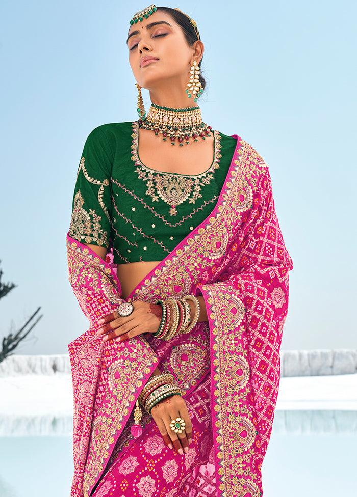 Pink Pure Georgette Saree With Blouse Piece Discount Many Kinds Of