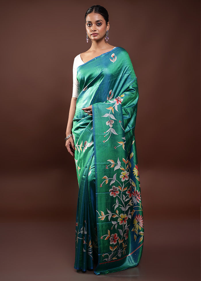 Green Pure Bishnupuri Silk Saree Without Blouse Piece Sale Cheapest