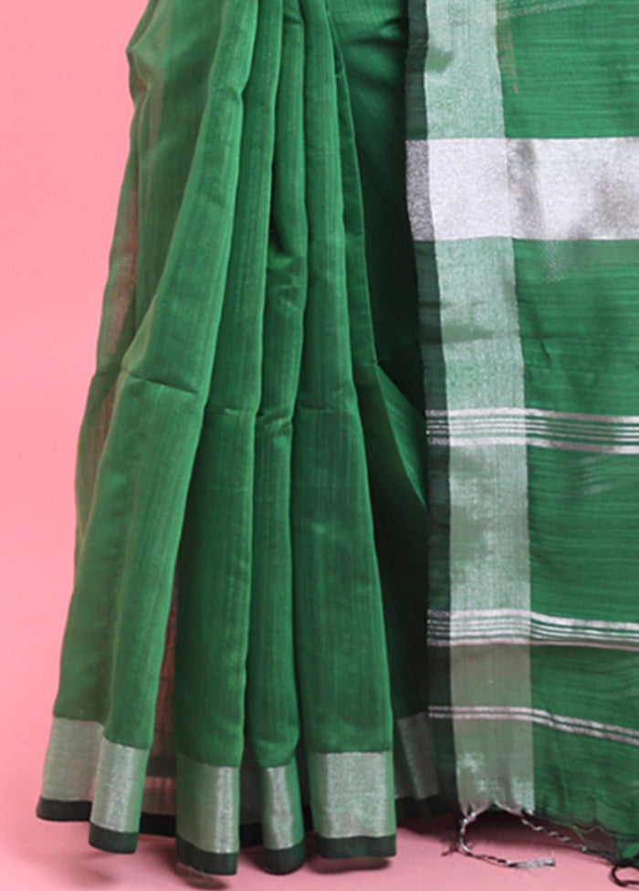 Green Cotton Saree With Blouse Piece Clearance Online Official Site