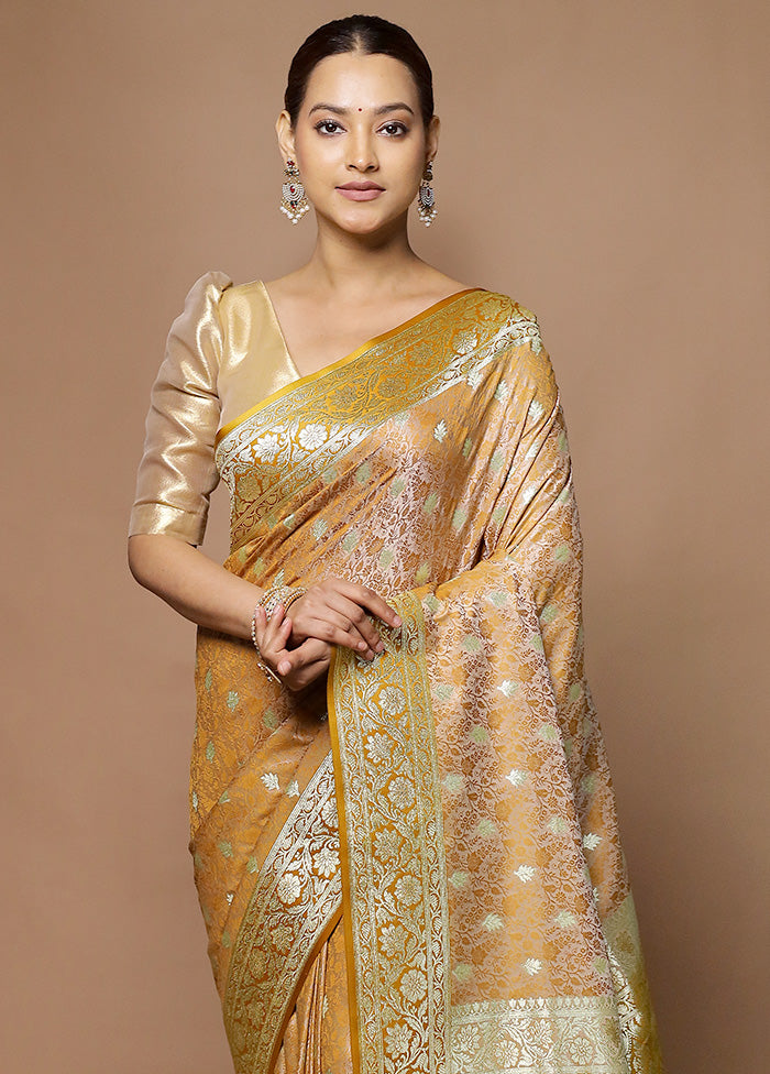 Orange Tanchoi Silk Saree With Blouse Piece Fast Delivery Cheap Online