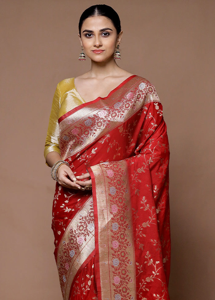 Red Georgette Saree With Blouse Piece Pay With Visa Cheap Online