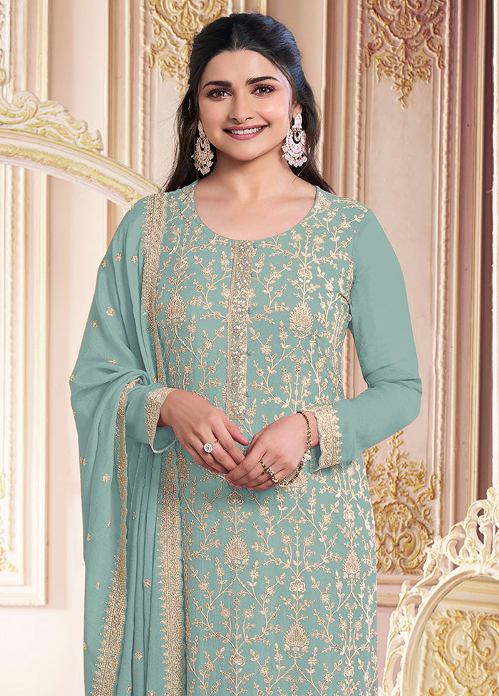 3 Pc Green Semi Stitched Georgette Suit Set 2025 Newest Sale Online