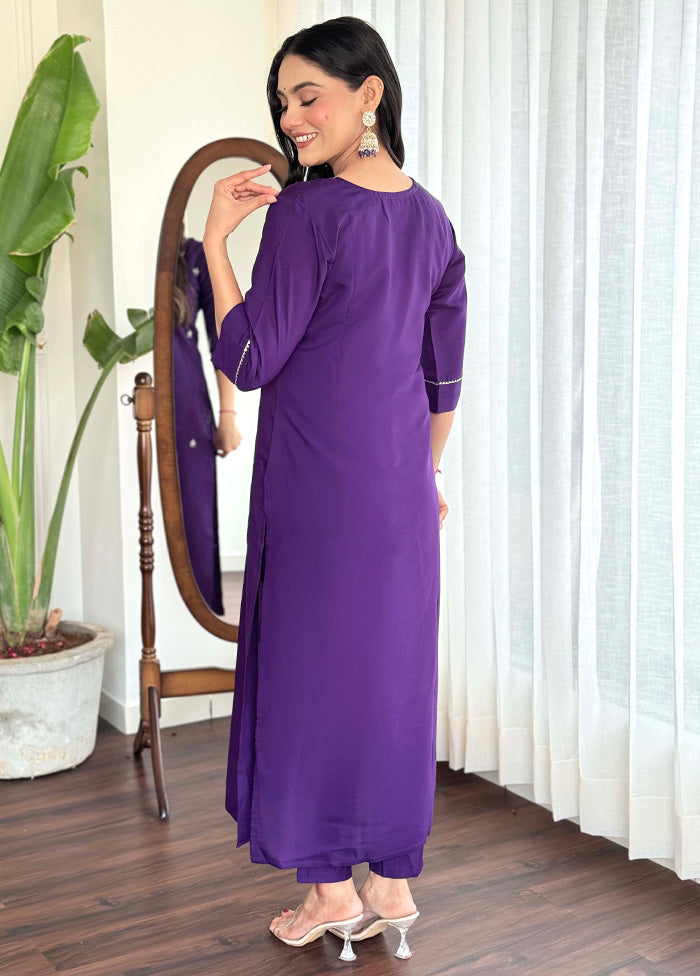 3 Pc Violet Readymade Viscose Suit Set Pay With Paypal Cheap Online