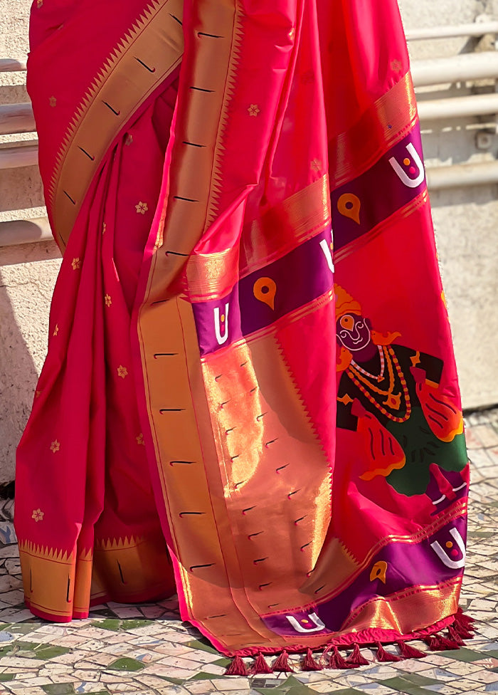 Pink Spun Silk Saree With Blouse Piece Free Shipping With Credit Card