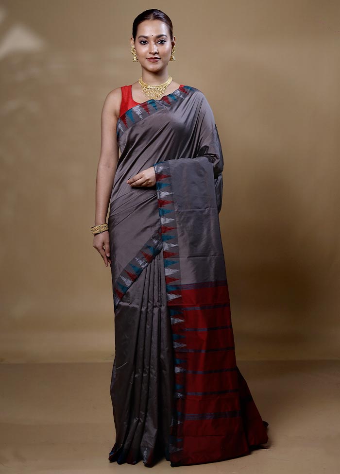 Grey Kanjivaram Silk Saree With Blouse Piece 2025 New