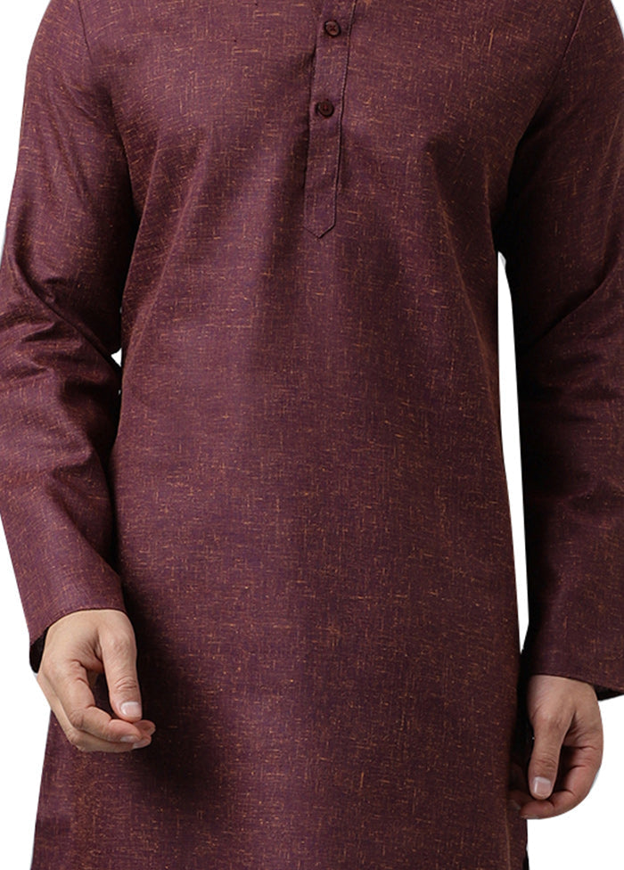 2 Pc Maroon Cotton Kurta Pajama Set Under 70 Dollars