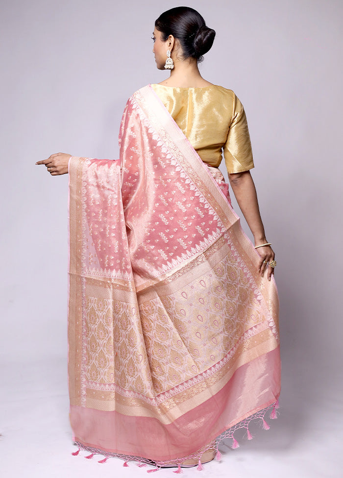 Pink Tissue Silk Saree With Blouse Piece Outlet With Paypal Order