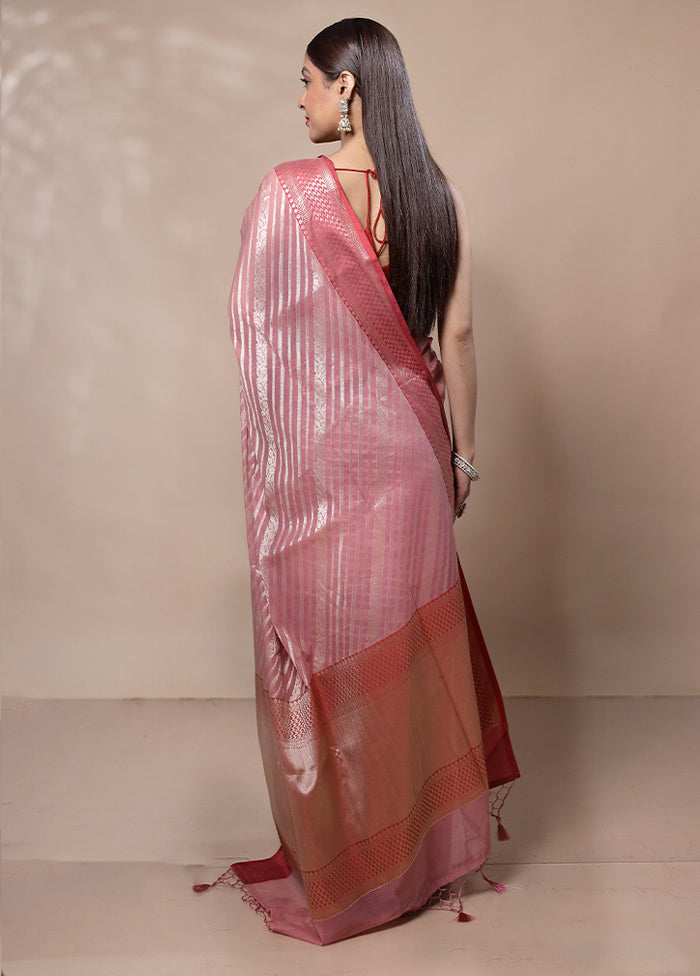 Pink Kora Silk Saree With Blouse Piece Clearance Cheap Real