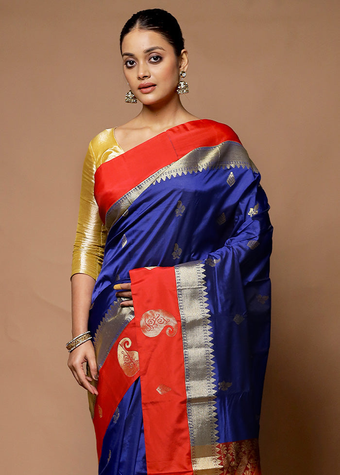 Blue Kanjivaram Silk Saree With Blouse Piece Free Shipping Wiki