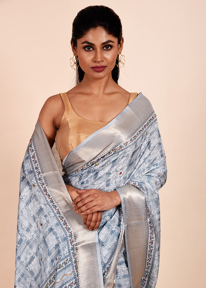 Blue Tussar Silk Saree With Blouse Piece Latest Sale Online