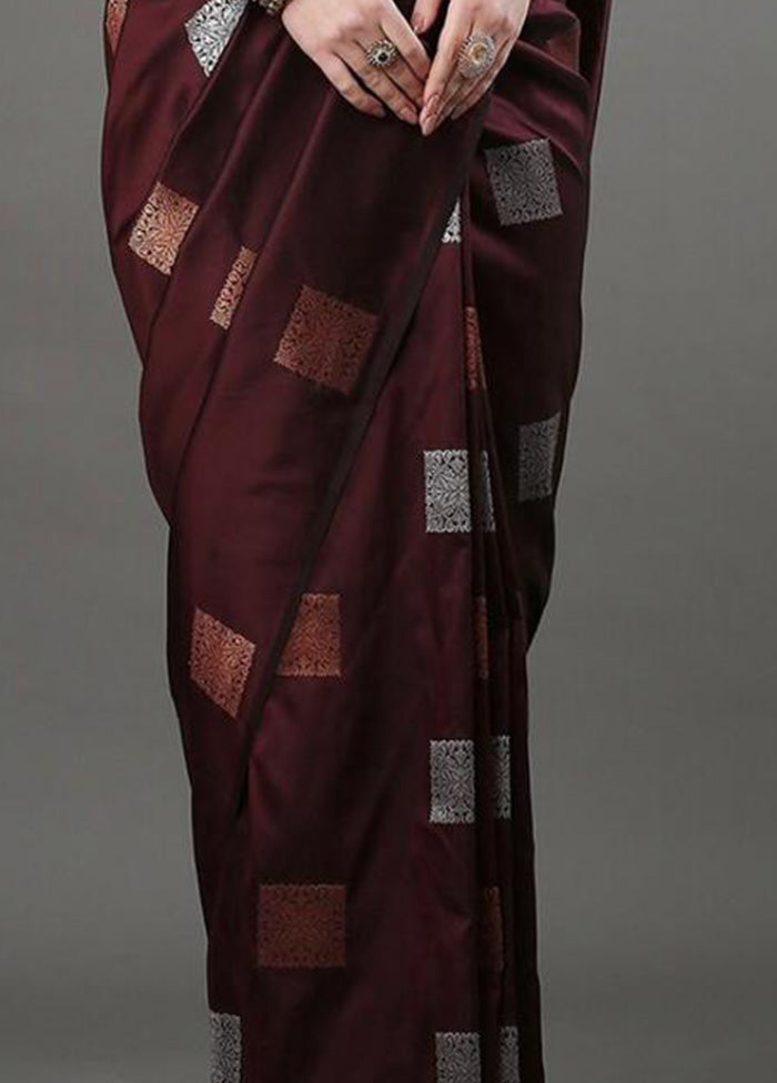 Brown Banarasi Silk Saree With Blouse Piece Best Place For Sale