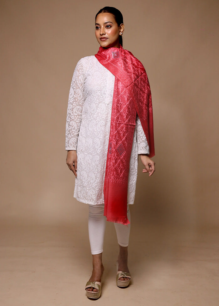 Pink Butta Work With Zari Woven Border Shawl Buy Cheap With Paypal