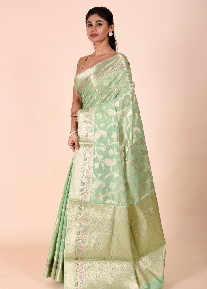 Green Kota Cotton Saree With Blouse Piece How Much