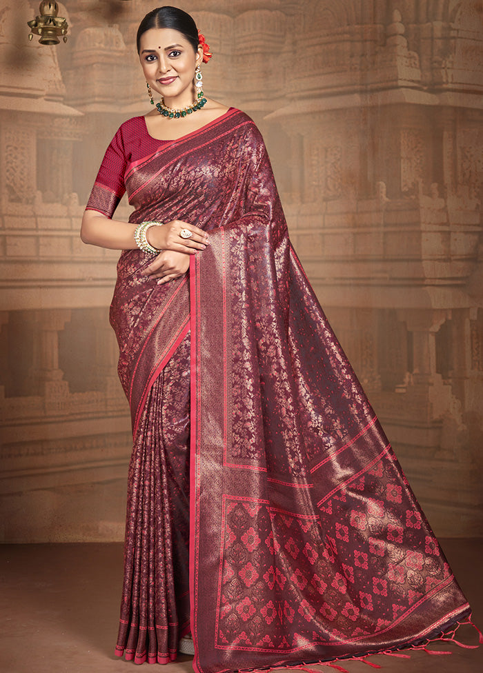 Red Spun Silk Saree With Blouse Piece Cheap Sale Tumblr