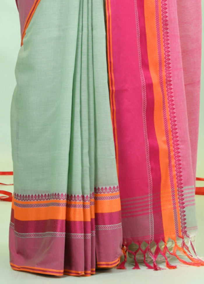 Green Cotton Saree With Blouse Piece Free Shipping Cheap Pice