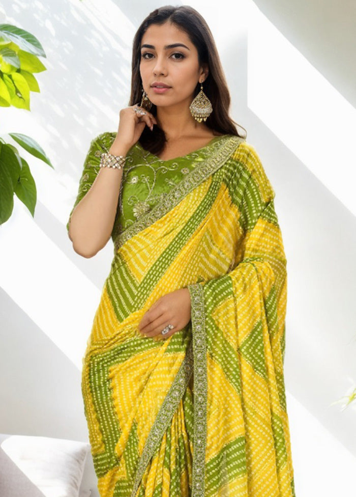 Yellow Spun Silk Saree With Blouse Piece Cheap Geniue Stockist