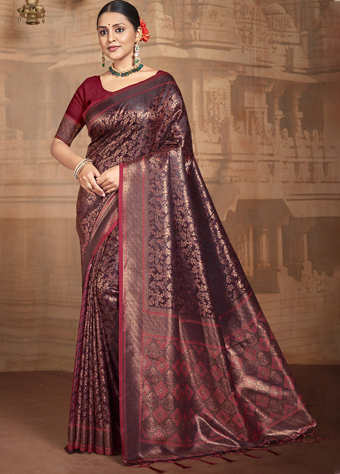 Maroon Spun Silk Saree With Blouse Piece Find Great Cheap Online