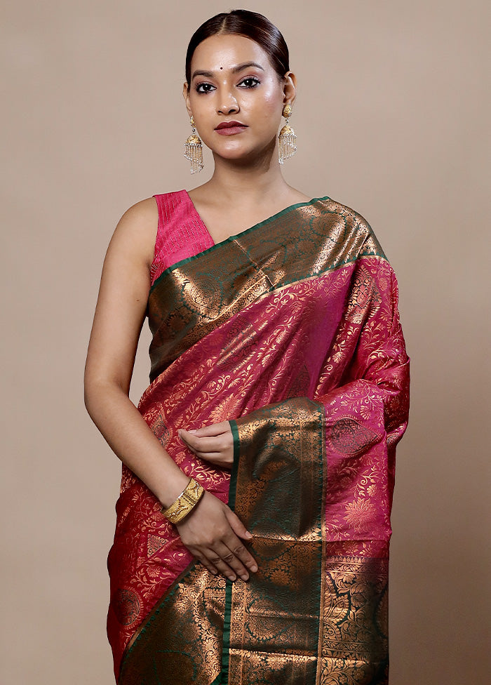 Pink Kanjivaram Silk Saree With Blouse Piece Wholesale Pice Cheap Pice