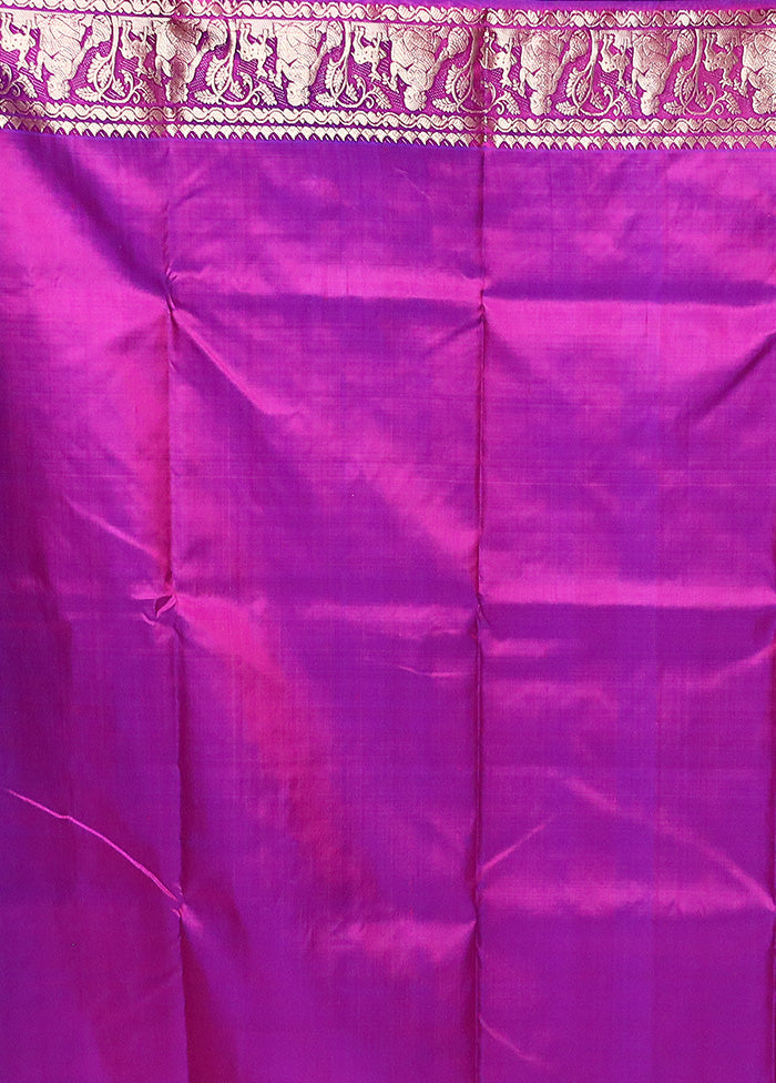 Purple Handloom Baluchari Pure Silk Saree With Blouse Piece For Sale Cheap Pice