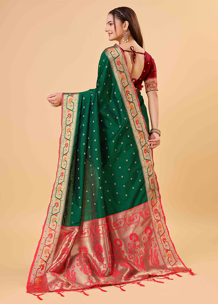 Green Banarasi Silk Saree With Blouse Piece Sast Online