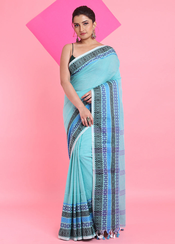 Sea Green Cotton Saree With Blouse Piece Buy Cheap 2025