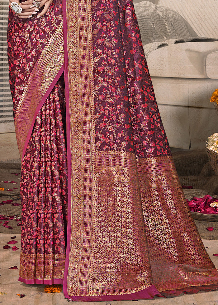 Pink Spun Silk Saree With Blouse Piece Best Pices For Sale