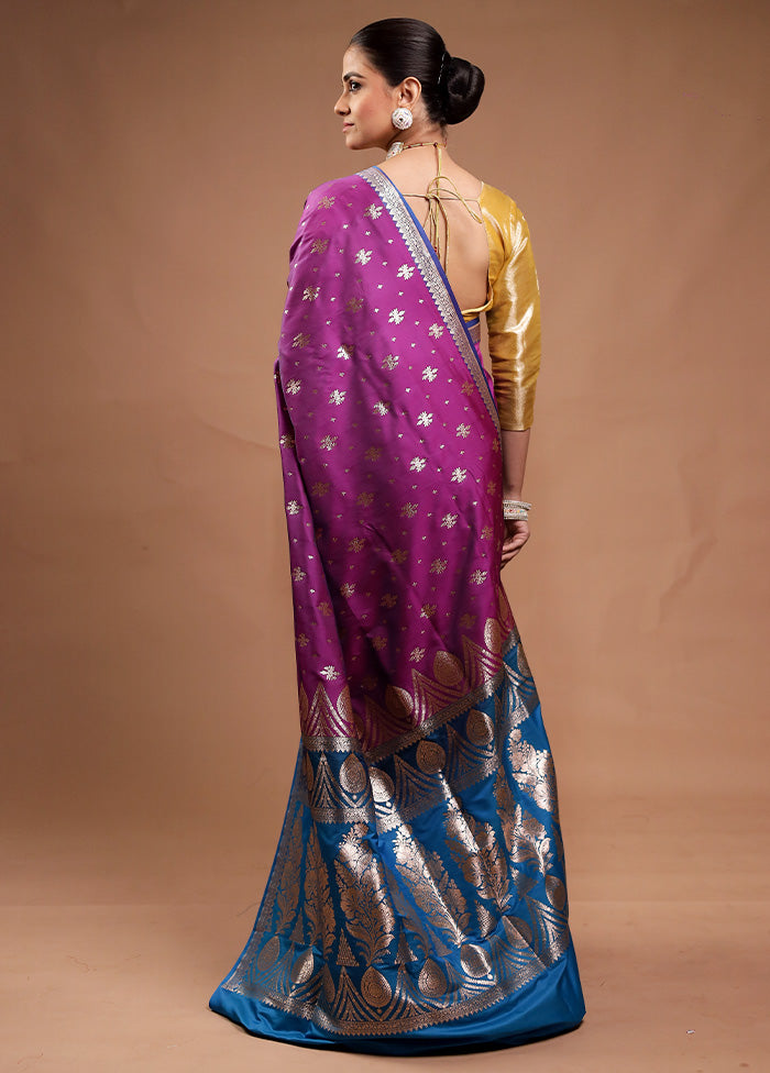 Purple Banarasi Silk Saree With Blouse Piece Discount Fashionable