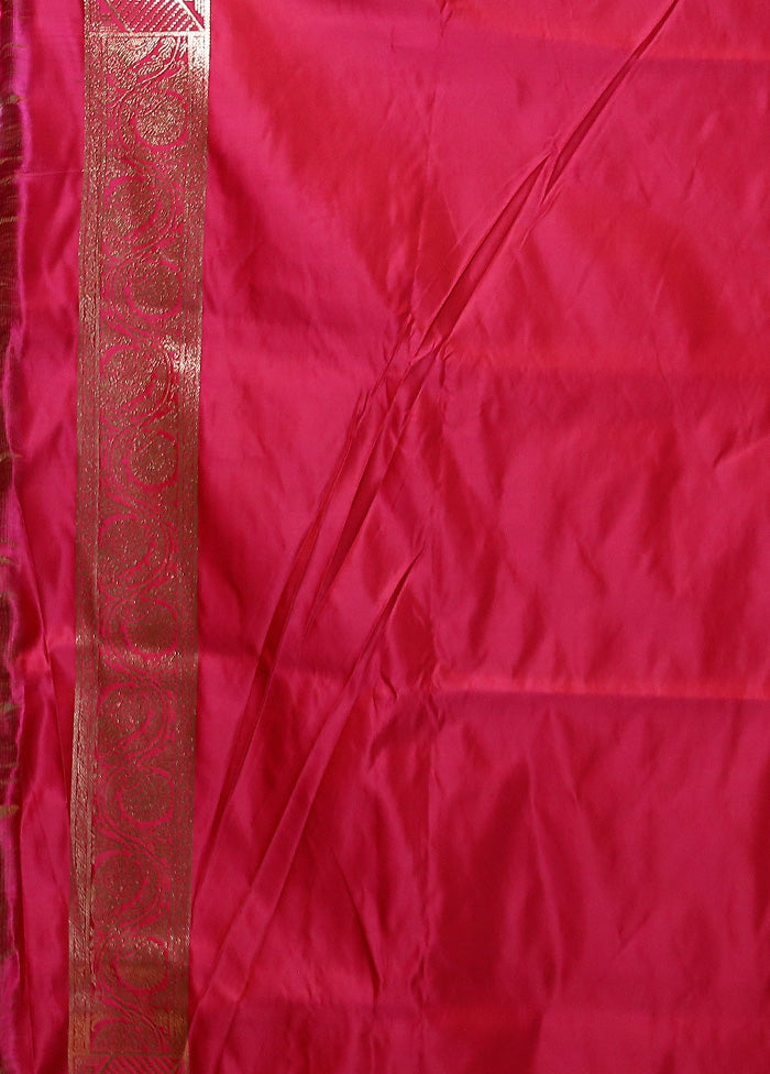 Pink Banarasi Silk Saree With Blouse Piece Cheap Very Cheap