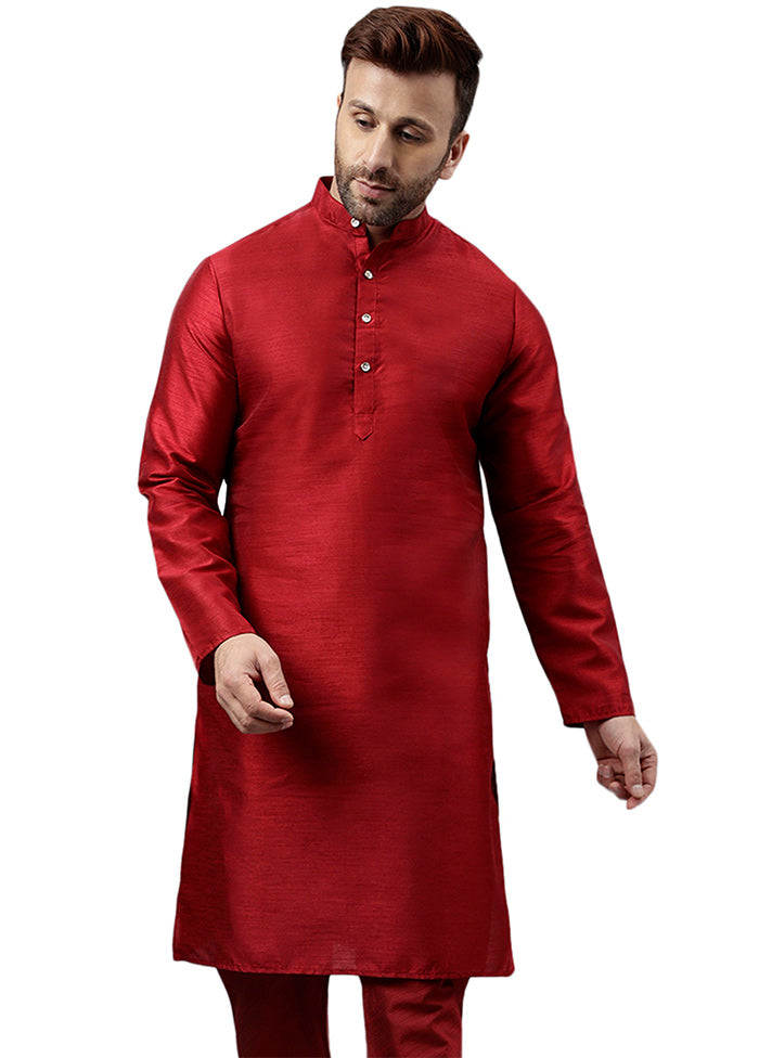 Maroon Dupion Silk Solid Kurta Shop Offer Cheap Online