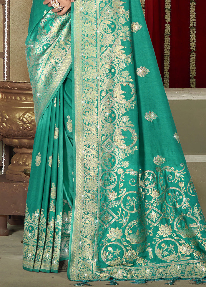 Green Spun Silk Saree With Blouse Piece Pictures Cheap Pice