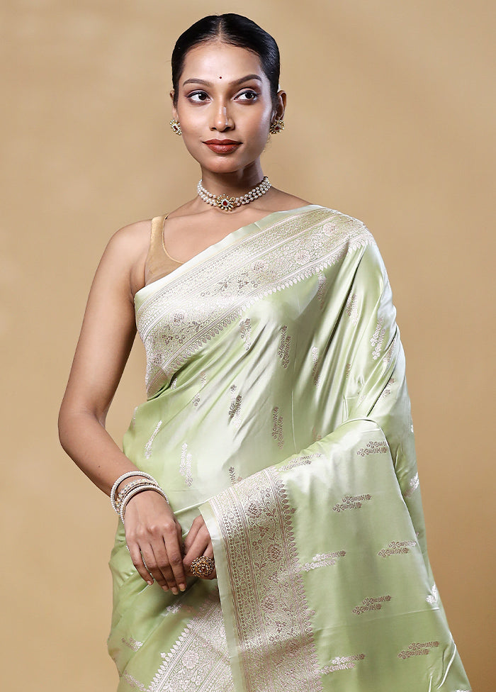 Green Katan Silk Saree With Blouse Piece Authentic Online