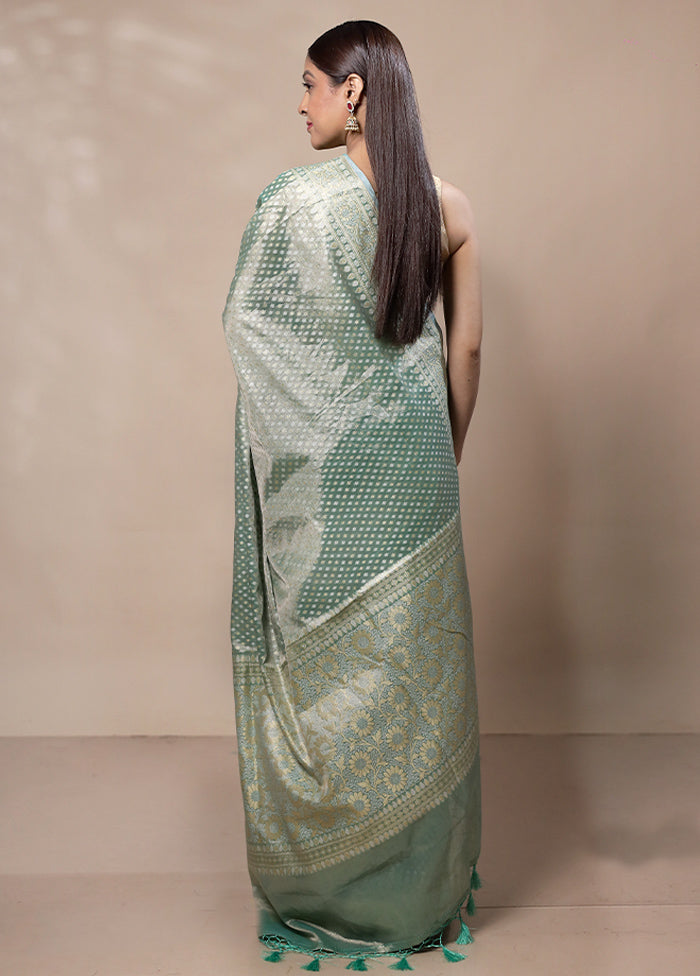 Green Tissue Silk Saree With Blouse Piece Free Shipping 2025 Unisex