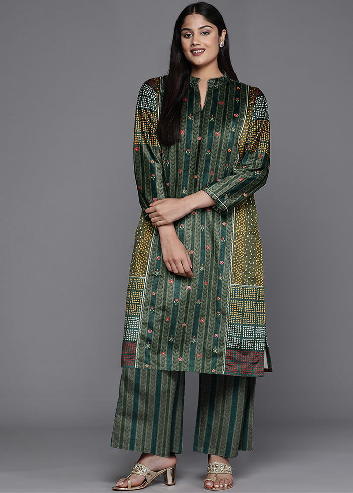 2 Pc Green Readymade Velvet Kurti Set Sale Footlocker