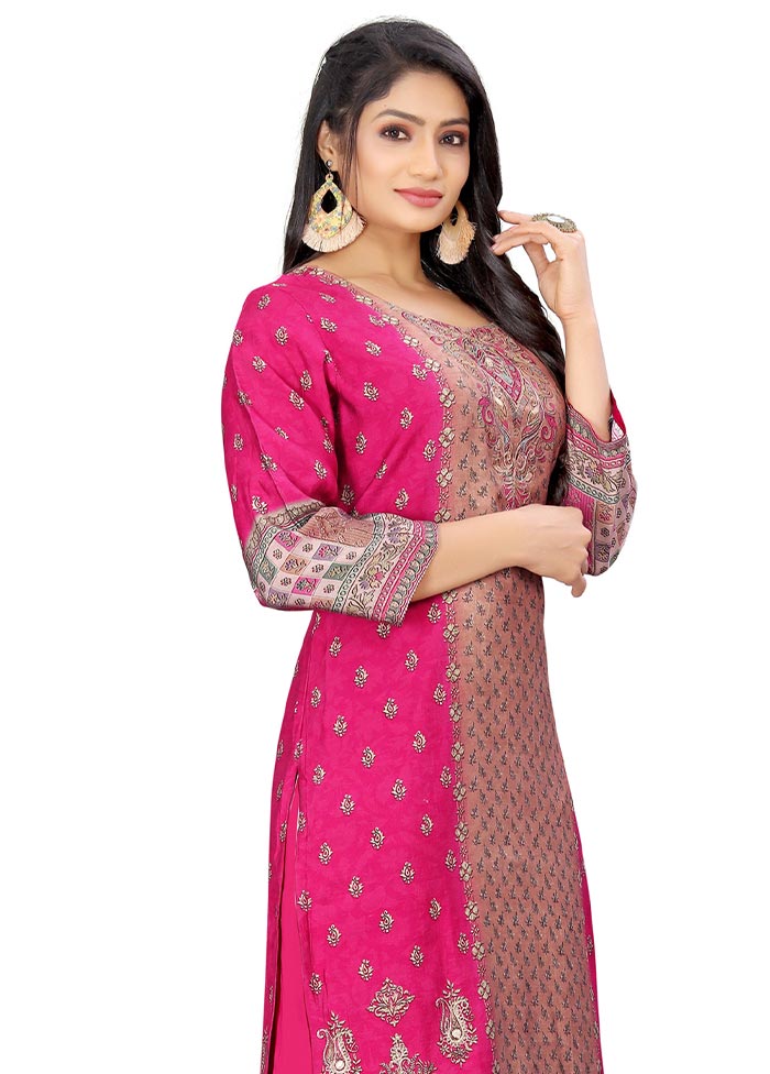 3 Pc Magenta Unstitched Silk Suit Set Online Online Clearance