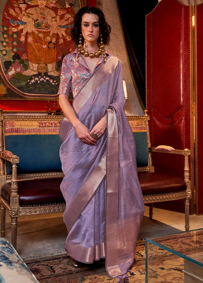 Lavender Chiffon Silk Saree With Blouse Piece Cheap Sale Good Selling