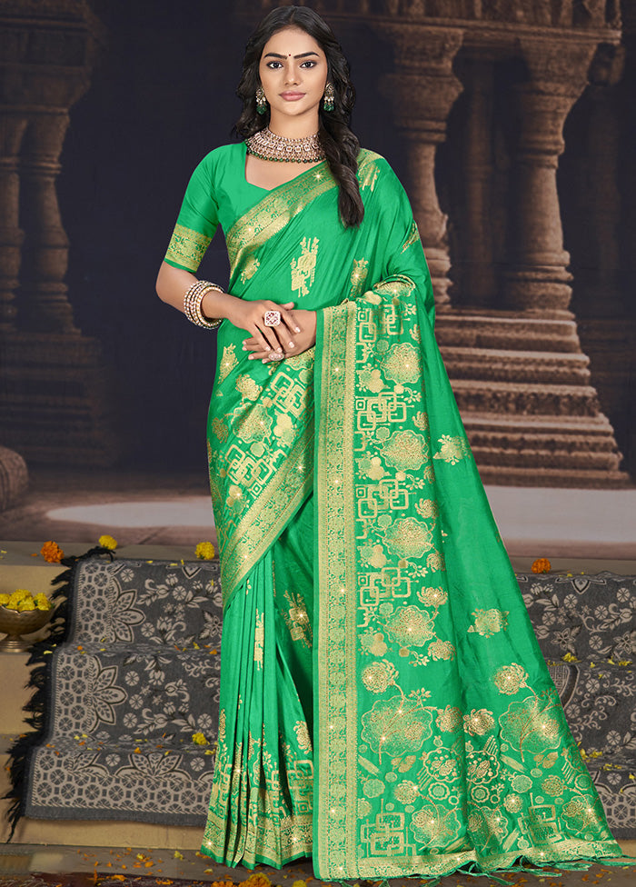 Light Green Spun Silk Saree With Blouse Piece Really Cheap Shoes Online